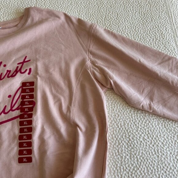 Wildfox Statement Sweathsirt But First Cocktails Blush Pink Sz XL - Picture 6 of 13